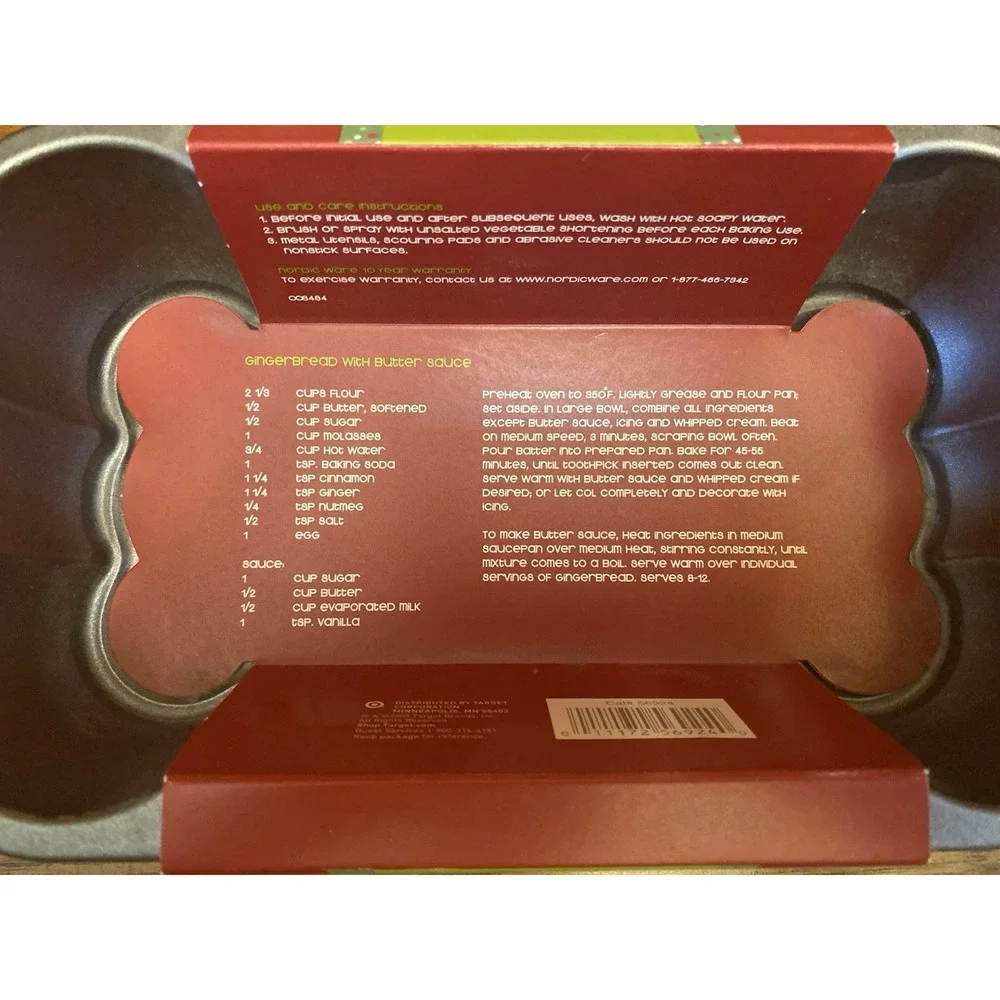 New Nordic Ware Gingerbread Holiday Non-Stick Loaf Pan Christmas Baking Gift